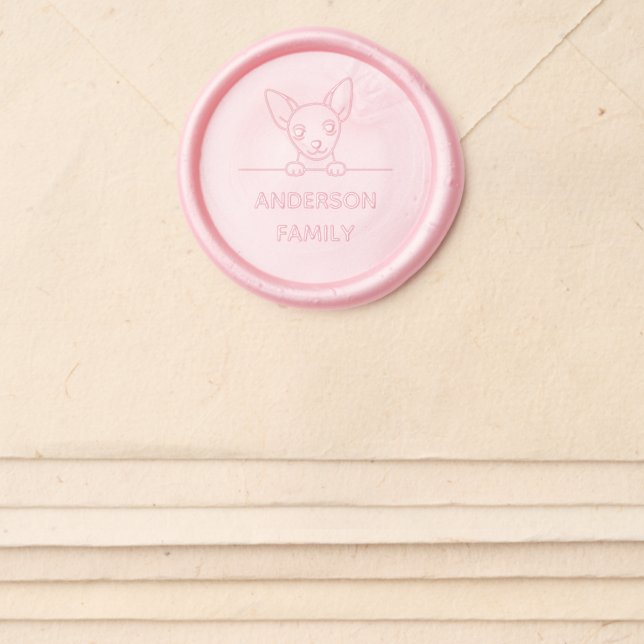 Cute Chihuahua Dog Family Name Wax Seal Sticker (Front)