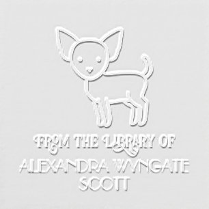 Cute Chihuahua Dog “From the library of” Name Book Embosser