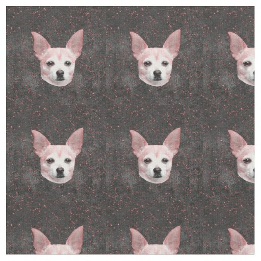 Cute Chihuahua Dog Gold Black Glitter Pattern Fabric