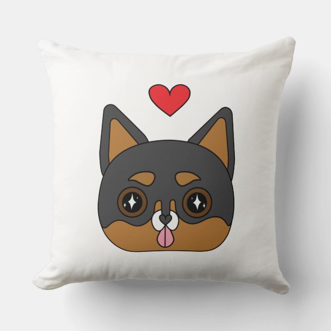 Cute Chihuahua Dog Heart Throw Pillow (Front)
