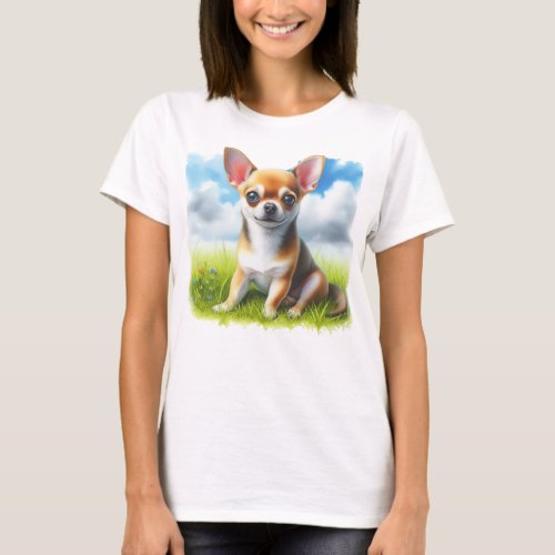 Cute Chihuahua Dog in Watercolor T_Shirt
