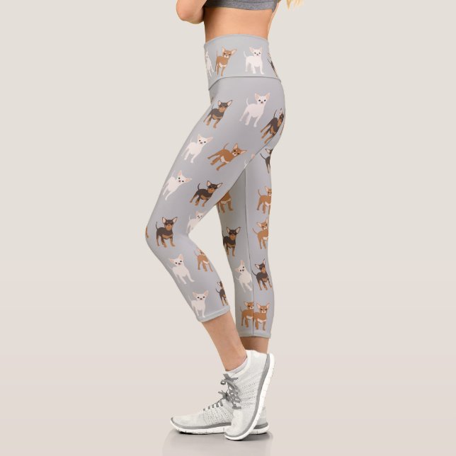 Cute Chihuahua Dog Pattern Capri Leggings (Left)