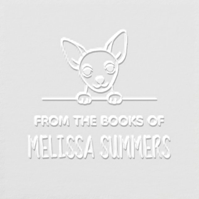 Cute Chihuahua Dog Pet Bookplate Embosser (Design)
