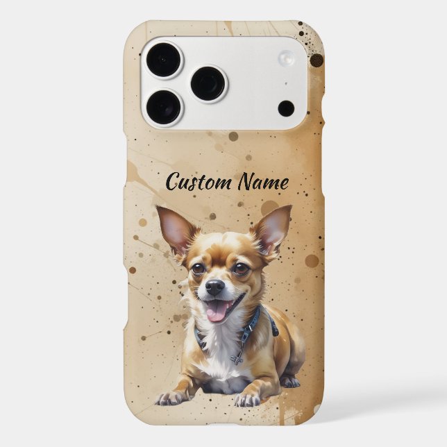 Cute Chihuahua Dog Pet Custom Name iPhone Case (Back)