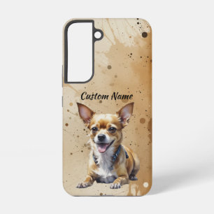 Cute Chihuahua Dog Pet Custom Name Samsung Galaxy S22 Case