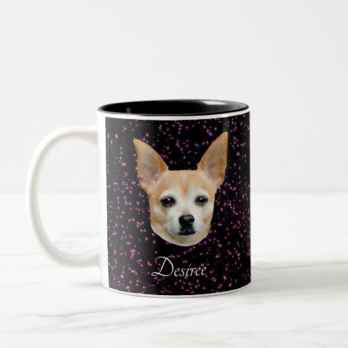 Cute Chihuahua Dog Purple Glitter Elegant Design Two_Tone Coffee Mug