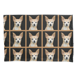 Cute Chihuahua Dog Tan Black Pattern Design Pillow Case