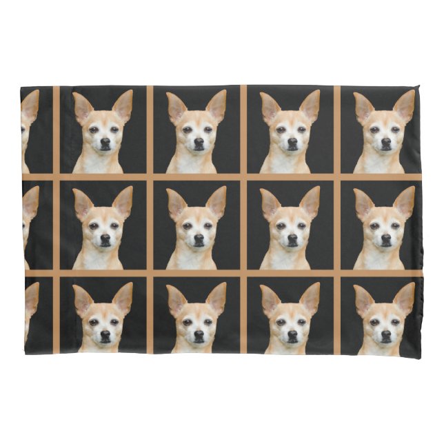 Cute Chihuahua Dog Tan Black Pattern Design Pillow Case (Front-Left)