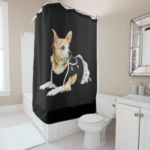 Cute Chihuahua Dog Tan Brown Black Elegant Shower Curtain