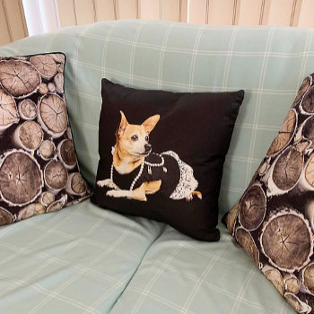 Cute Chihuahua Dog Tan Brown Black Elegant Throw Pillow by MargSeregelyiPhoto at Zazzle