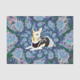 Cute Chihuahua Dog Teal Yellow Art Decoupage Tissue Paper