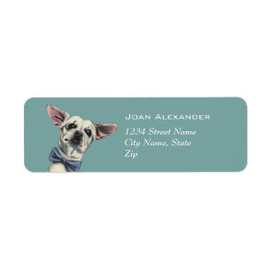 Cute Chihuahua Dog with Bow Tie Drawing Label