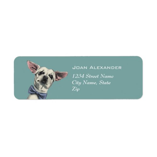 Cute Chihuahua Dog with Bow Tie Drawing Label