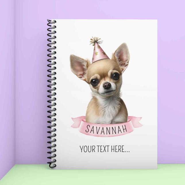 Cute Chihuahua Dog with Name Pink for Writing Note Notebook (Creator Uploaded)