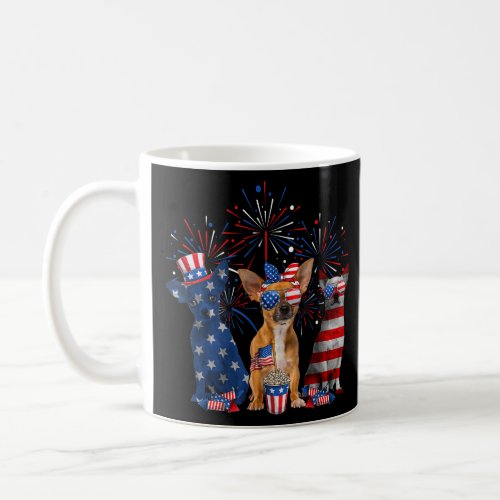 Cute Chihuahua Dogs American Flag Indepedence Day  Coffee Mug