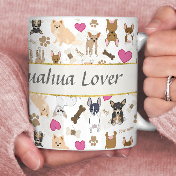 Cute Chihuahua Dogs Pattern Personalized Coffee Mug by FavoriteDogBreeds at Zazzle