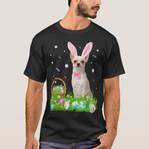 Cute Chihuahua Easter Day Bunny Eggs Easter Costum T_Shirt