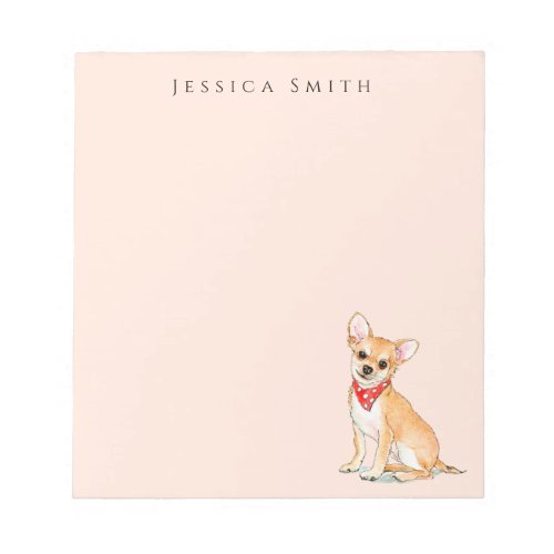 Cute Chihuahua  illustration on Pink Notepad