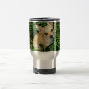 Cute Chihuahua in Grass Meadow Travel Mug