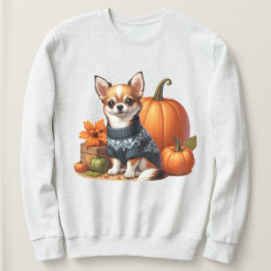 Cute Chihuahua in Sweater with Pumpkins