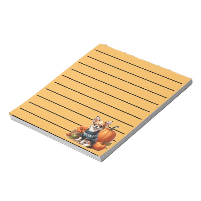 Cute Chihuahua in Sweater with Pumpkins  Notepad (Rotated)