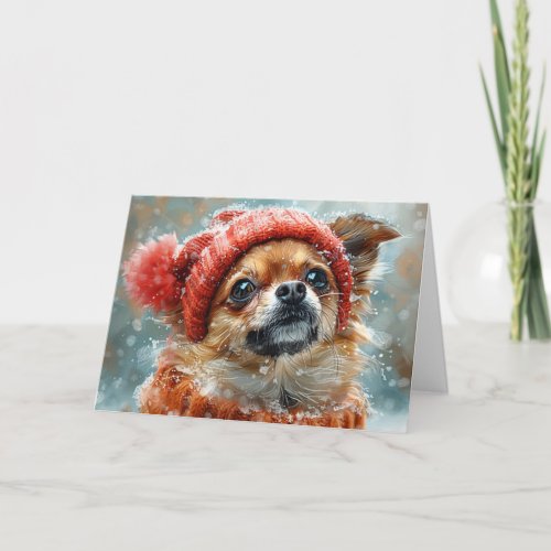 Cute Chihuahua in Winter Holiday Christmas Card 