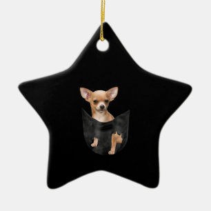 Cute Chihuahua In Your Pocket Christmas Ceramic Ornament