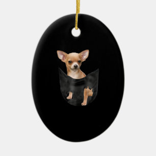 Cute Chihuahua In Your Pocket Christmas Ceramic Ornament