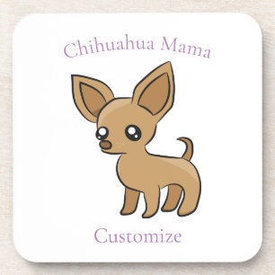 Cute Chihuahua Mama Art Thunder_Cove Beverage Coaster