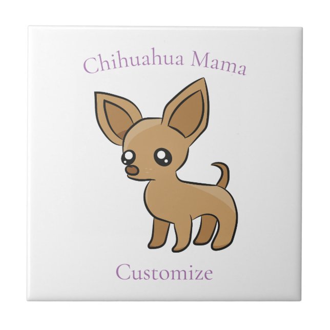 Cute Chihuahua Mama Art Thunder_Cove Ceramic Tile (Front)