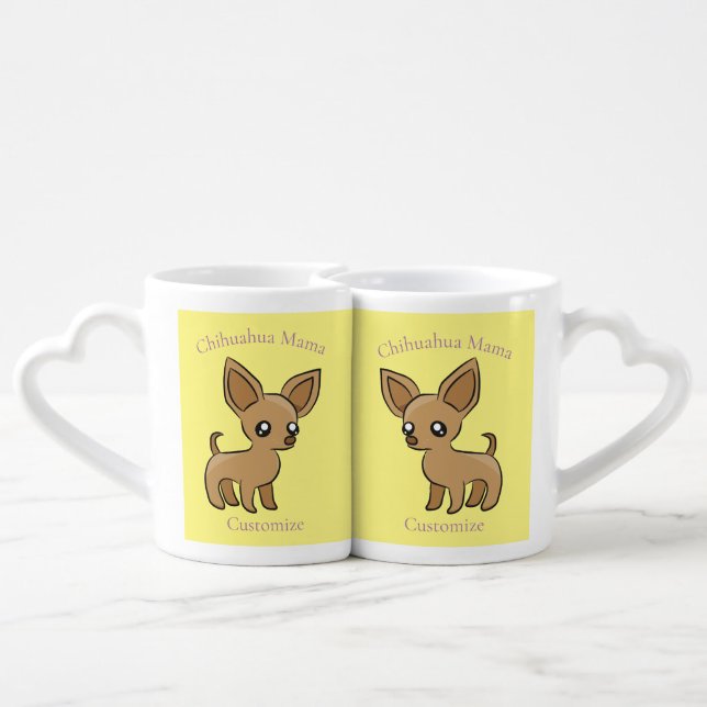 Cute Chihuahua Mama Art Thunder_Cove Coffee Mug Set (Back Nesting)