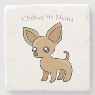 Cute Chihuahua Mama Art Thunder_Cove Stone Coaster