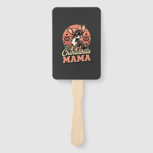 Cute Chihuahua Mama Bow Dog Mom Hand Fan