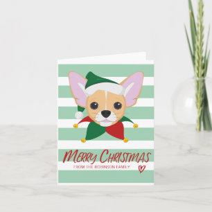 Cute Chihuahua Merry Christmas Holiday Greeting Card