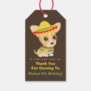 Cute Chihuahua Mexican Kids Fiesta Party Gift Tags