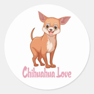 Cute Chihuahua Mom Puppy Dog Rescue Hello Love Classic Round Sticker