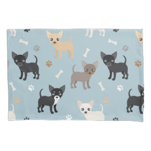 Cute Chihuahua Pattern Blue Pillow Case