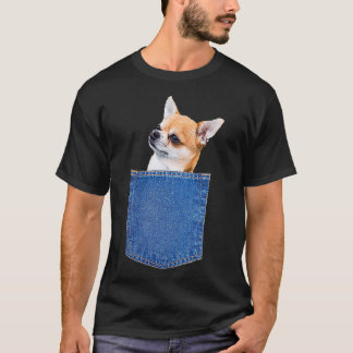 Cute Chihuahua Peeking In Pocket T-Shirt