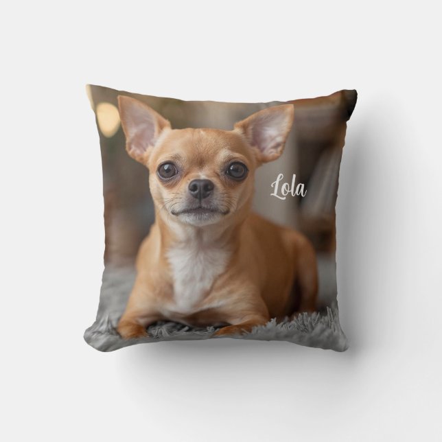 Cute Chihuahua Personalized Throw Pillow (Front)