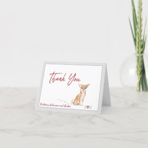 Cute Chihuahua Pet Dog Personalize Bone Ribbon  Thank You Card