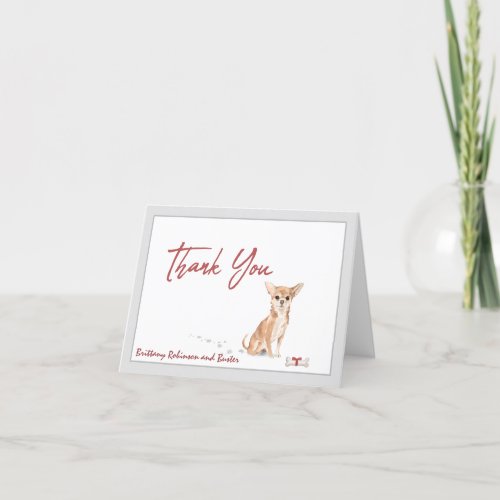Cute Chihuahua Pet Dog Personalize Bone Ribbon  Thank You Card