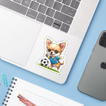 Cute Chihuahua Playing Soccer Dog Sports Kiss Cut Sticker<br><div class="desc">Add some sporty charm to your belongings with this adorable kawaii chihuahua playing soccer! This custom kiss cut sticker is perfect for decorating laptops,  water bottles,  journals,  and more. Made with durable vinyl for long-lasting color and cuteness.</div>