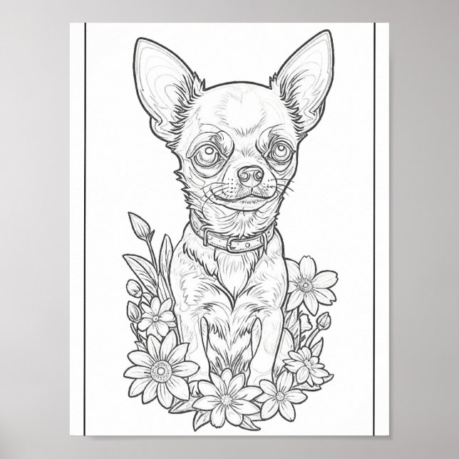 Cute Chihuahua Puppy Coloring Page Poster (Front)