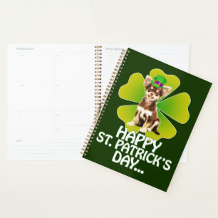 Cute Chihuahua Puppy Hat St. Patrick Day Planner