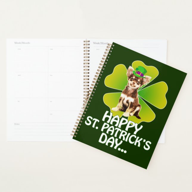 Cute Chihuahua Puppy Hat St. Patrick Day Planner (Display)