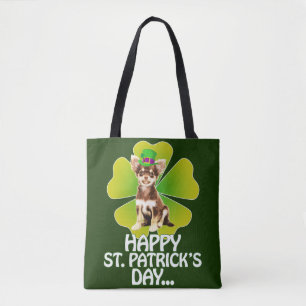Cute Chihuahua Puppy Hat St. Patrick Day Tote Bag