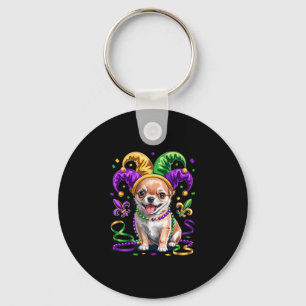 Cute Chihuahua Puppy Mardi Gras Dog Lovers Fun Car Keychain