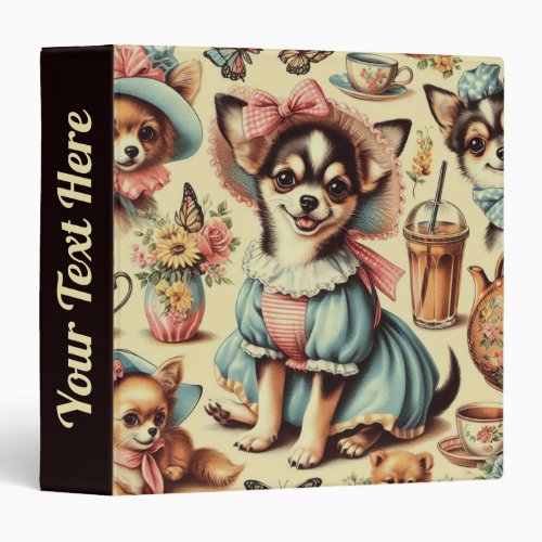 Cute Chihuahua Puppy Painting 3 Ring Binder