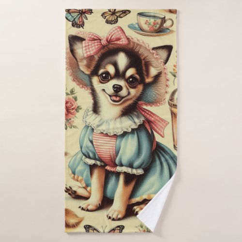 Cute Chihuahua Puppy Painting Bath Towel