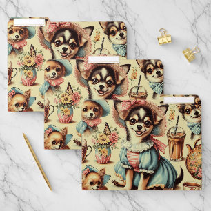 Cute Chihuahua Puppy Painting File Folder